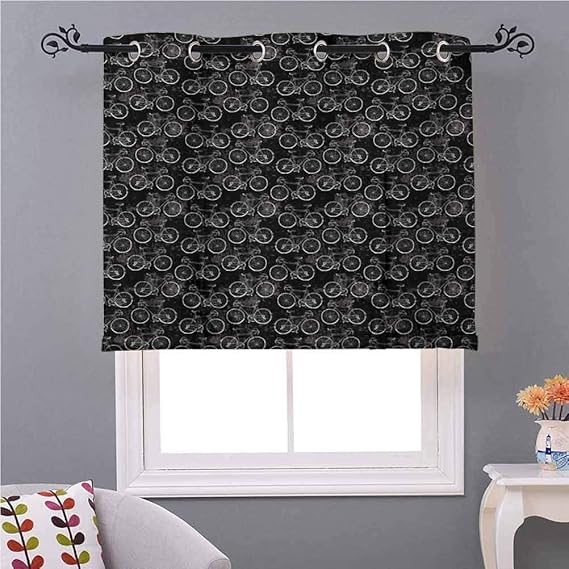 YUAZHOQI - Cortina de cocina, diseño clásico de bicicletas dibujadas a