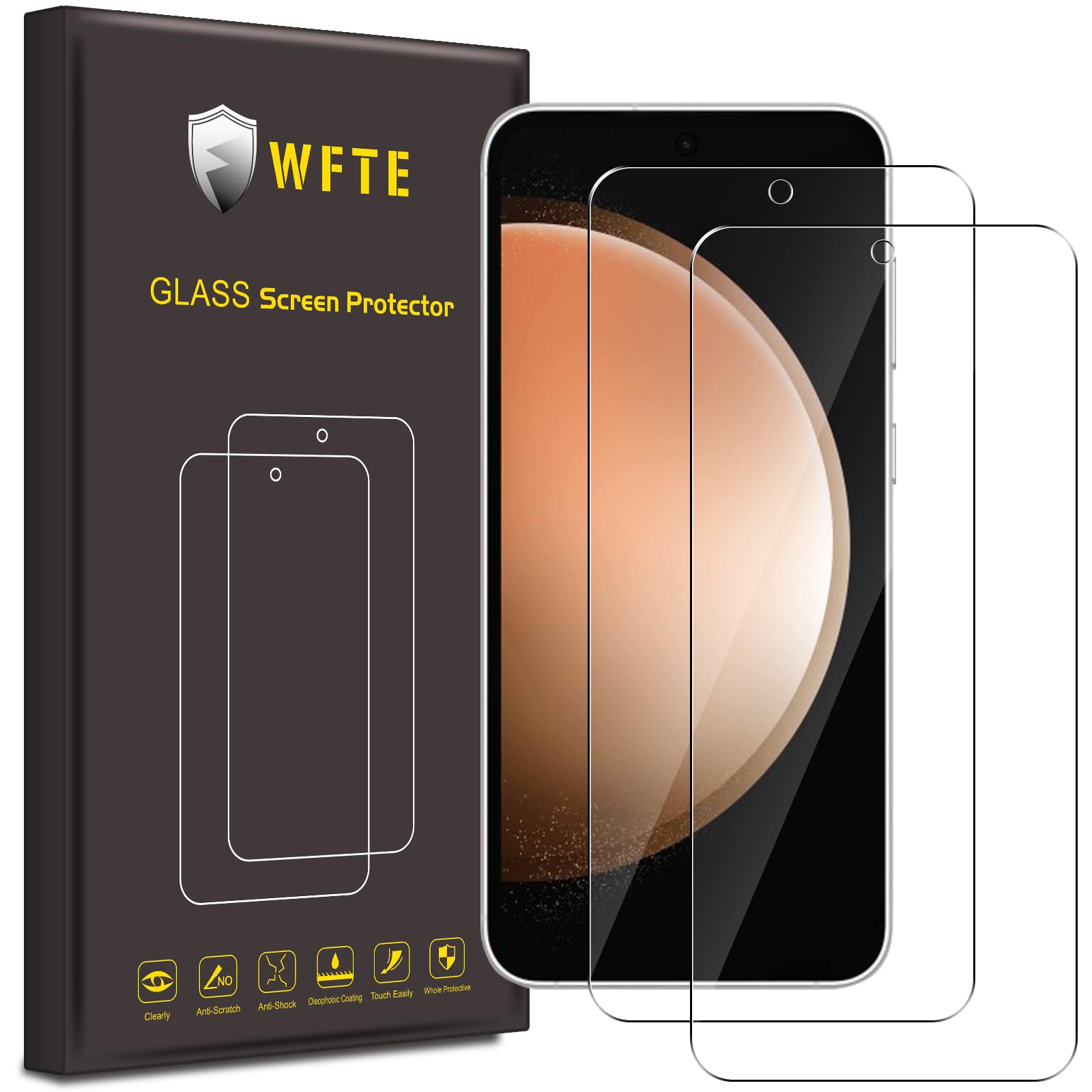 WFTE [2-Pack] Screen Protector for Samsung Galaxy S23 FE/Samsung A54 5G,Anti-Scratch,High Transparency,Anti-fingerprint,Bubble-Free,Dust-Free Premium Screen Protector Tempered Glass For Samsung S23 FE