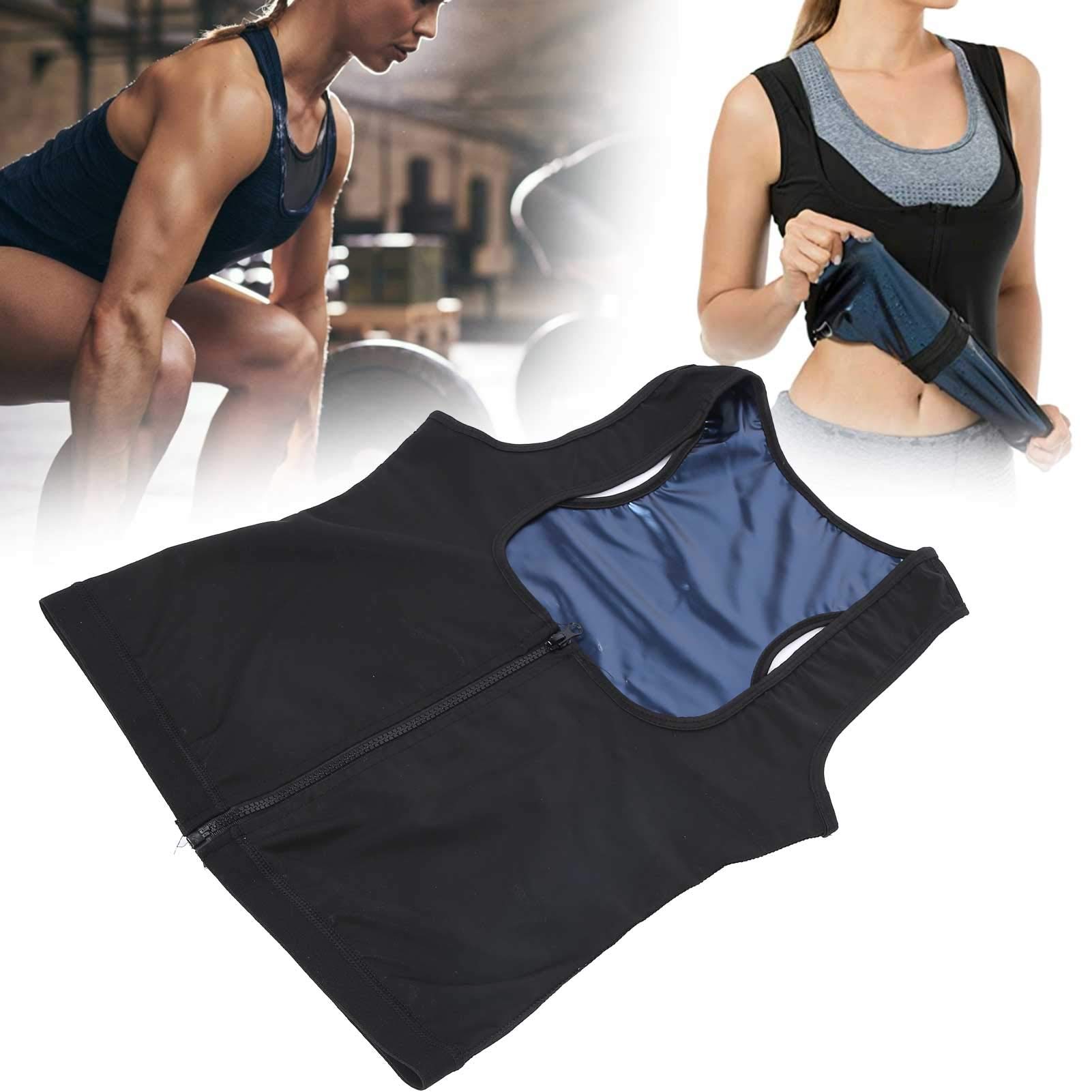 Sauna Vest with Heating Fabric, Zipper Design, Breathable Waist Trainer for Women, Sweat Tank Top for Fitness, Running, Yoga and More (L/XL)