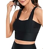Womens Crop Tank Swim Bra Sports Bra for Under Swim Shirt Swimwear Bikini Tops Bathing Suit Padded Tops Only Swimsuits