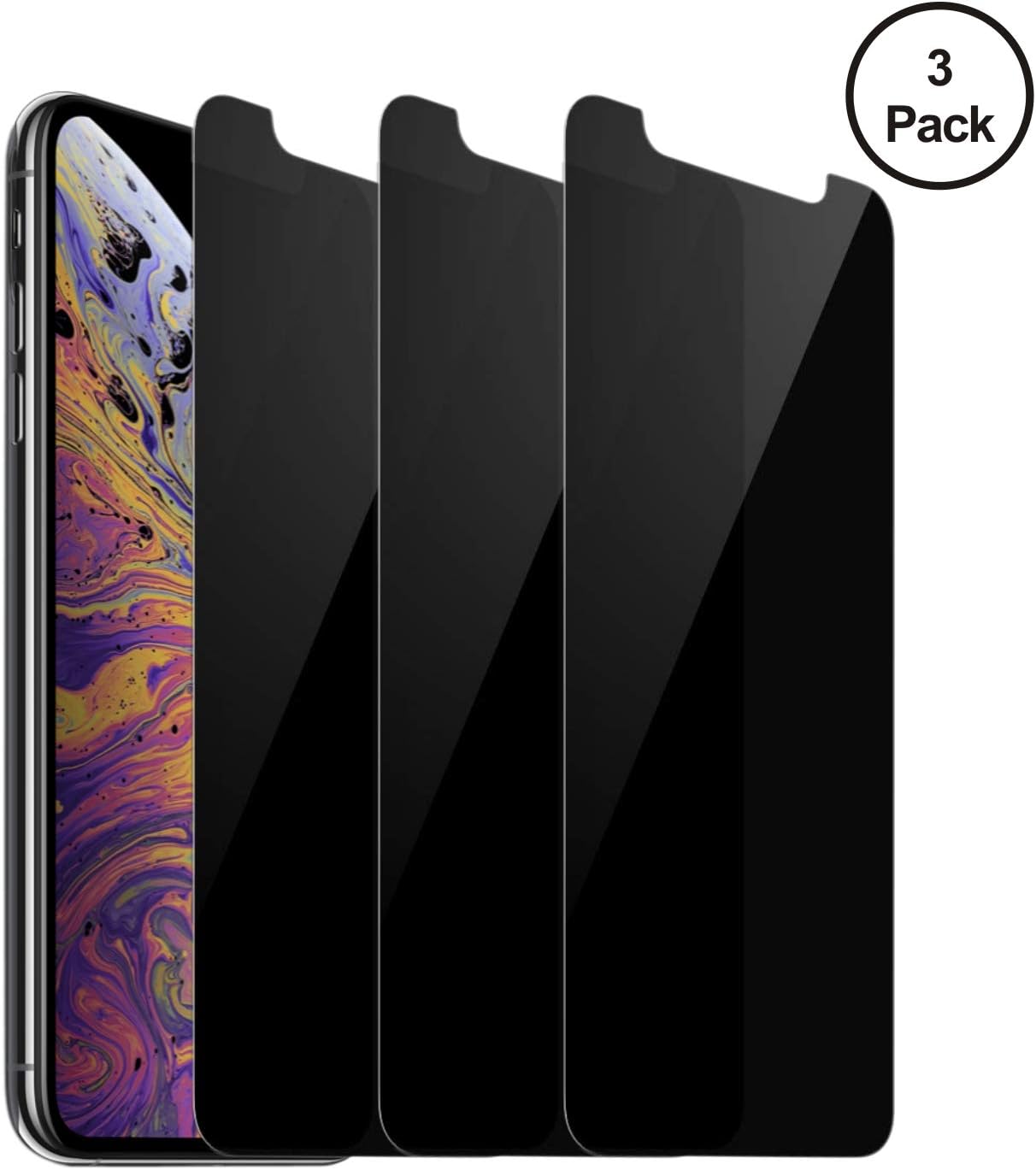 Entwth Cell Phone Tempered Glass Privacy Screen Protector(Black,3 Packs),Compatible iPhone XR 6.1" Screen HD Clarity 3D Touch 9H Hardness Anti-Spy Anti-Scratch Anti-Glare,Easy Install Bubble Free