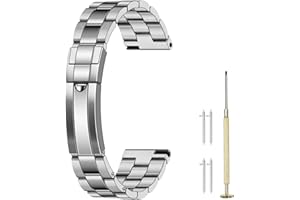 Juntan Screw-in Stainless Steel Watch Band 20mm 22mm for Men Women, Curved End Straight End Metal Watch Strap with Oyster Buckle, Taperd Replacement Jubilee Bracelet Silver Gold