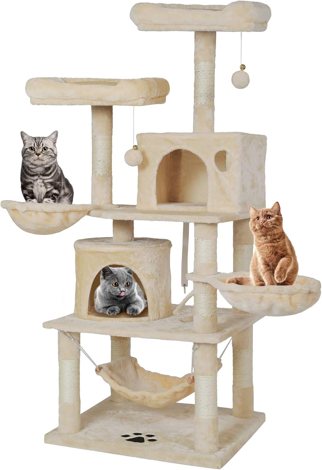 BYUP Large Multi-Layer cat Tree, Double Plush Apartment, cat Climbing Frame, cat Habitat, cat Tower, cat Activity Center