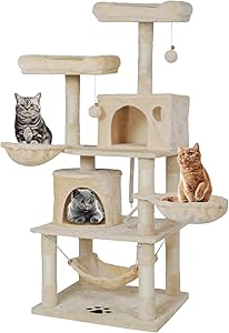 BYUP Large Multi-Layer cat Tree, Double Plush Apartment, cat Climbing Frame, cat Habitat, cat Tower, cat Activity Center