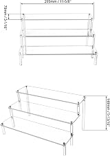 QWORK 2 Pack 3 Tier Clear Acrylic Display Stand 30x21x15cm 4mm Thickened view 6