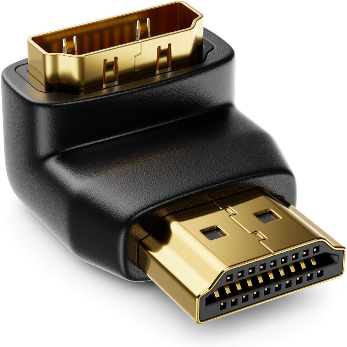 deleyCON HDMI Adapter - Angled 270° - HDMI Female and HDMI Male Plug - Gold Plug - 3D 1080p Full HD - Black