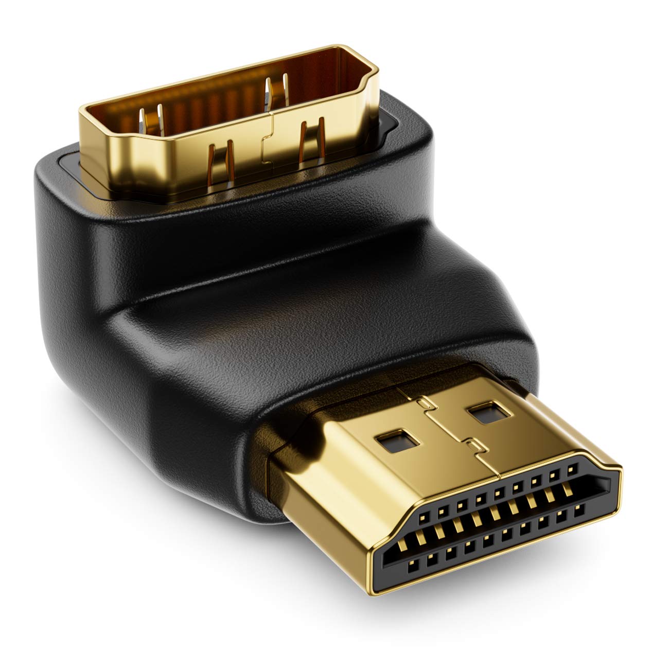 deleyCON HDMI Adapter - Angled 270° - HDMI Female and HDMI Male Plug - Gold Plug - 3D 1080p Full HD - Black