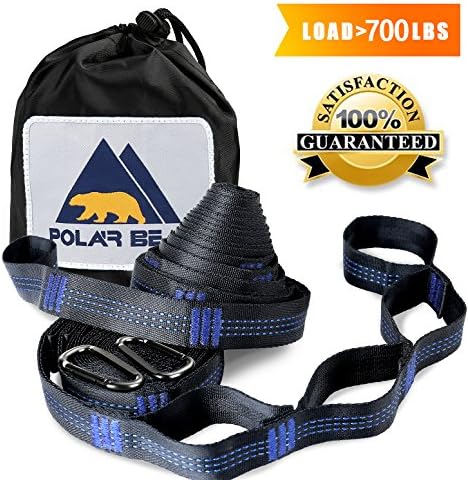 Hammock Tree Straps(Set of 2)with 2 Carabiners Lightweight Camping Hammock Straps with Adjustable Loops Blue