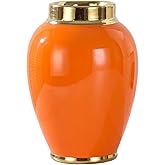 YUSHUIHOME 8.85" Ceramic Vase Golden Edge | Modern Luxury Home Decor | Elegant Flower Center,Living Room,Office & Hotel | Smo