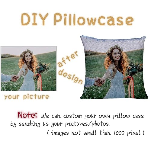 Personalized Sequin Pillow Cover with Your Photos Customized Gifts