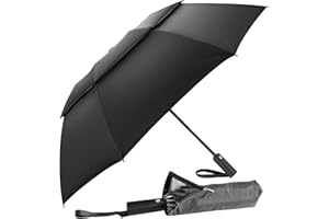 Vuteehy Windproof Umbrella, Travel Umbrella for Rain with 16 Ribs Double Canopy Vented, Waterproof Folding Umbrella with Inverted Design, Auto Open Close - Compact Rain Umbrella for Men and Women