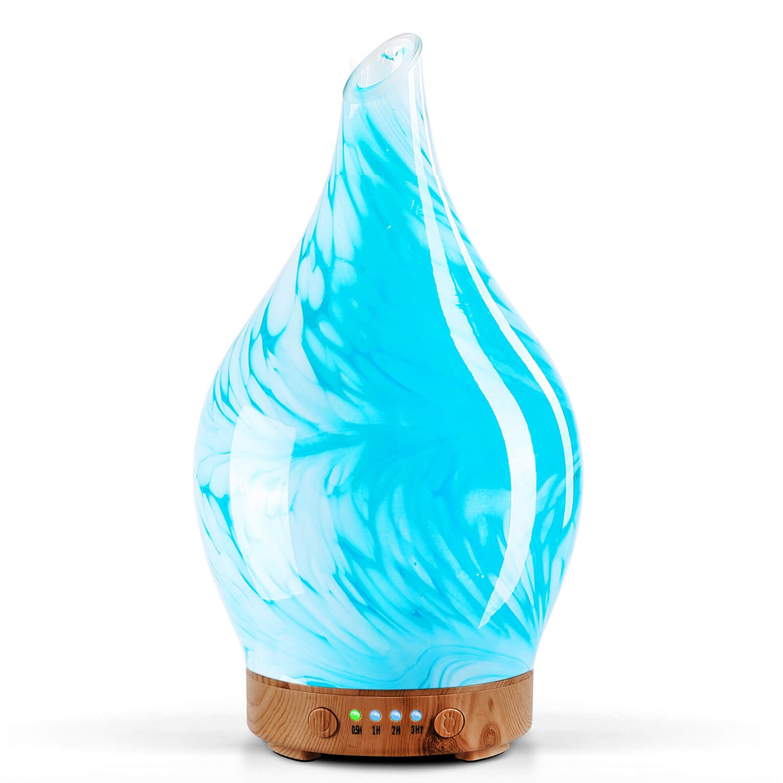 Photo 1 of Porseme 150ml Essential Oil Diffuser Glass Color Changing Aroma Air Diffusers Aromatherapy Ultrasonic Cool Mist Humidifier 6 Running Hours Waterless Auto-Off for Sleeping Yoga Office Spa (Blue Wave)