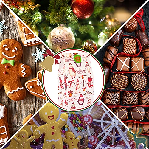 Starrky Christmas Paper Candy Bags, 24PCS Christmas Bags with Gift Tag Stickers Wrapping Bags Colorful Xmas Bags Xmas Candy Paper Packing Trays Treat Bags for Classrooms Party Birthdays