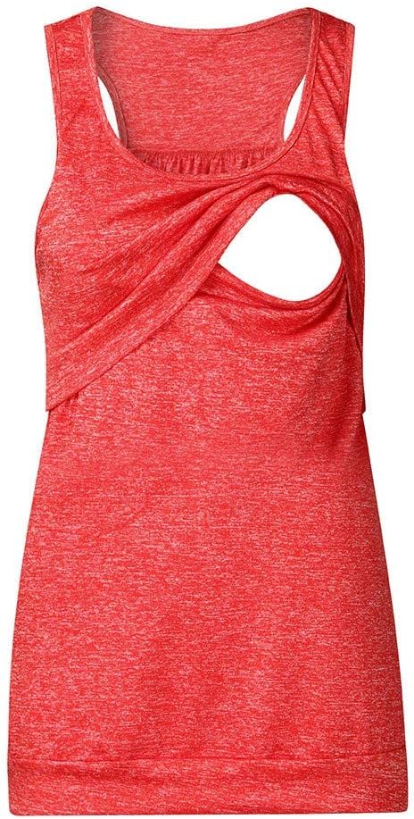 Women's Maternity Layered Nursing Tops Solid Short/Long Sleeve Henley V Neck T-Shirts Breastfeeding Blouse