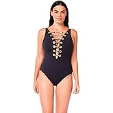 Bleu Rod Beattie Black Front Lace Down One Piece