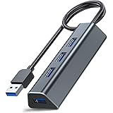 MEANHIGH USB 3.0 Hub 4-Port USB A Splitter Ultra-Slim USB Data Hub Portable USB Port Expander, Charging Supported, Mini Size 