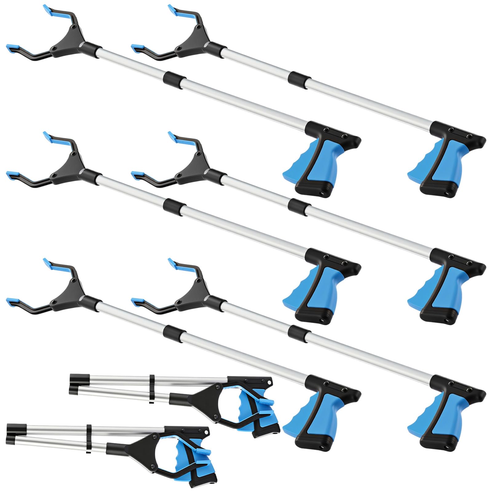 Photo 1 of Ctosree 8 Pack 32" Trash Grabber Reacher Tool for Elderly, Foldable Litter Picker Upper, Lightweight Trash Pick up Stick, Long Handy Mobility Aids for Home Garden Arm Extension(Blue)