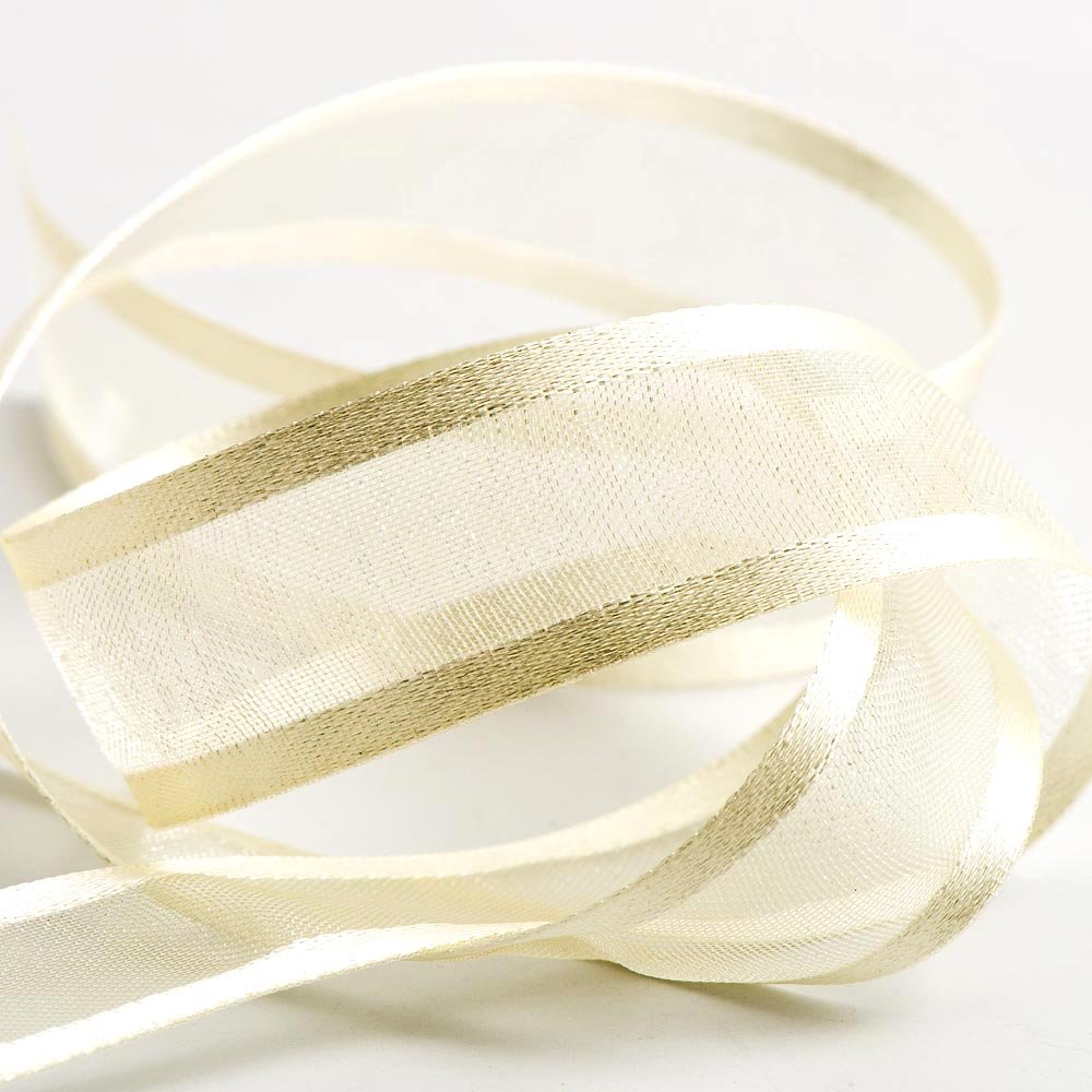 Italian Options - Satin Edge Organza Ribbon - 25mm x 25M - Ivory — image 1