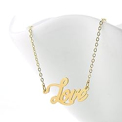 AOLO 18k Gold Plated Love Name Pendant Necklace