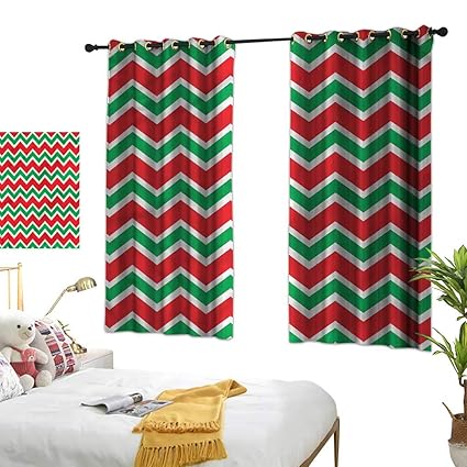 Amazon Com Kitchen Curtains Chevron Christmas Themed Stripes 63