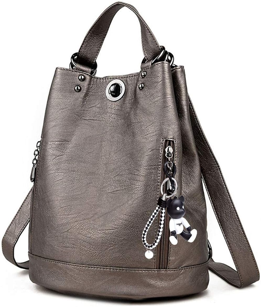DEERWORD Womens Rucksack Backpacks Anti-Theft Totes Top-Handle Handbags Ladies PU Leather 6462 1pcs Set Golden V1
