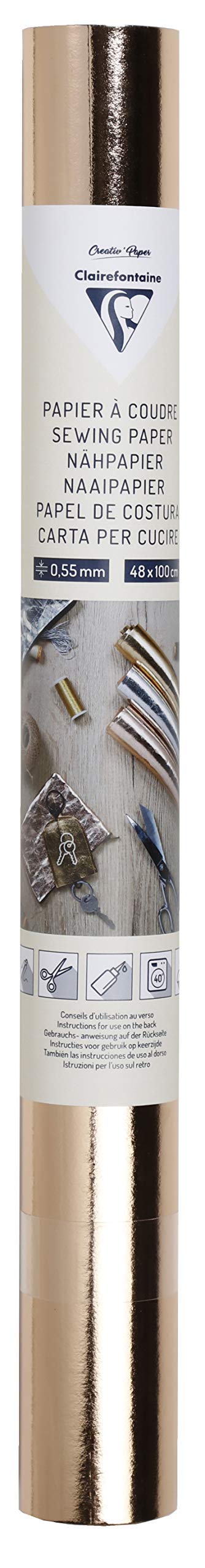 Clairefontaine 95538C Sewing Paper Roll Format 48x100 cm Paper Thickness 0,55mm Soft and Strong Texture and Leather Look Creative Leisure DIY Pink Colour