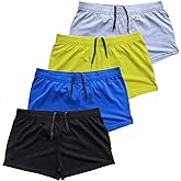 palglg Mens Bodybuilding Shorts 3 Inch Inseam Drawstring Closure Cotton