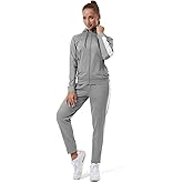 TEZO Womens Full Zip-Up Hoodie Tracksuit Set Long Sleeve Casual Jogging Suits Workout Gym 2 Piece Outfits with Pockets