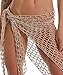 Women Crochet Beach Cover up Fishnet Sarong Wrap with Shells Pailletes