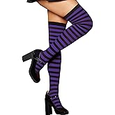RSLOVE Women's Striped Thigh High Stockings – Sexy Over The Knee Socks for Halloween, Cosplay, Holiday Costumes