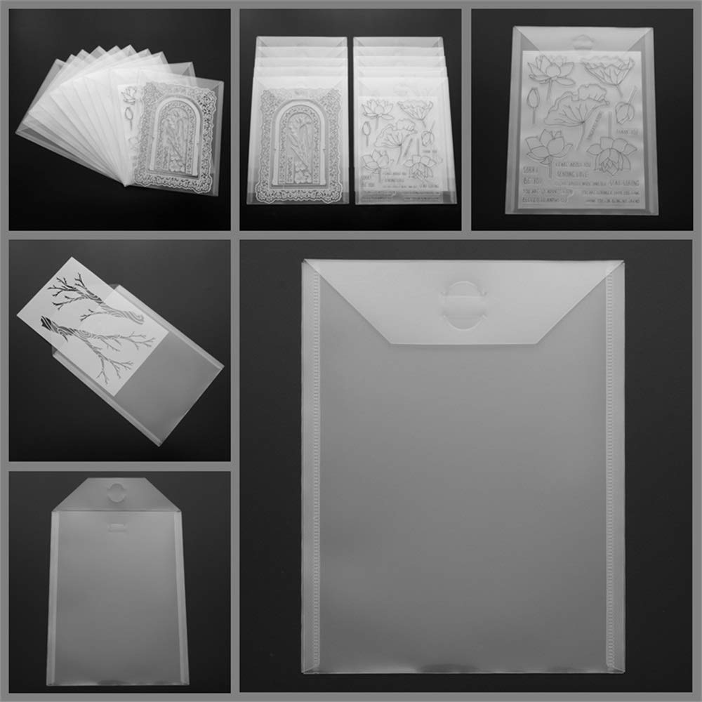 Briartw Large Stamp & Die Storage Pockets Resealable Clear Plastic Seal Bags Storage Case for Cutting Dies Stencil Album Stamp Crafts for DIY Scrapbooking Paper ,9.4x7 inch(10Pcs)