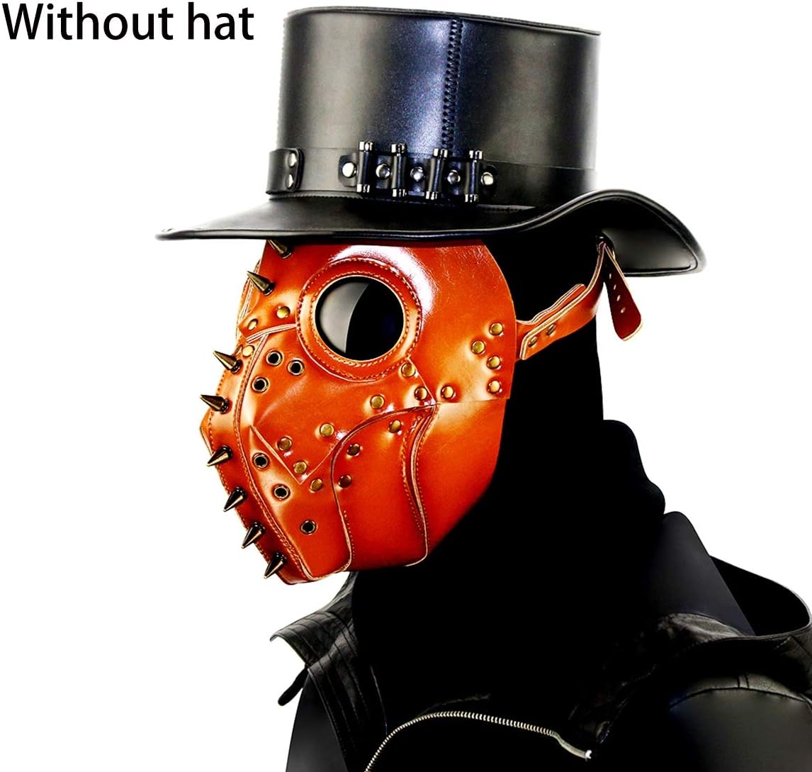 HIZZEEN Weird Medieval Plague Doctor Mask with Long Nose Gothic Steampunk Leather Mask Cosplay Halloween Christmas Costume Props