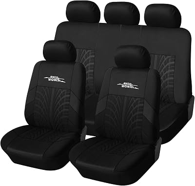 AUTOYOUTH Car Seat Covers Universal Full Set Black Fabric Protection