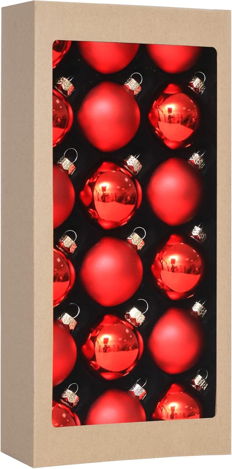 Ornaments - 18PCS 1.8inch(45mm) Christmas Ball Ornaments for Christmas Decorations, Glass Ball Present for Xmas Trees and Wedding Party, Xmas Tree Decorations Set(Red)