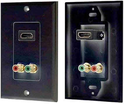 Amazon Com Hdmi Rca Stereo Wall Plate In Wall High Speed Hdmi Cable Jack Socket Outlet W Frame Cover Wall Mount To Standard Electrical Gang Box For Dvd Digital Tv Monitor Home Theater