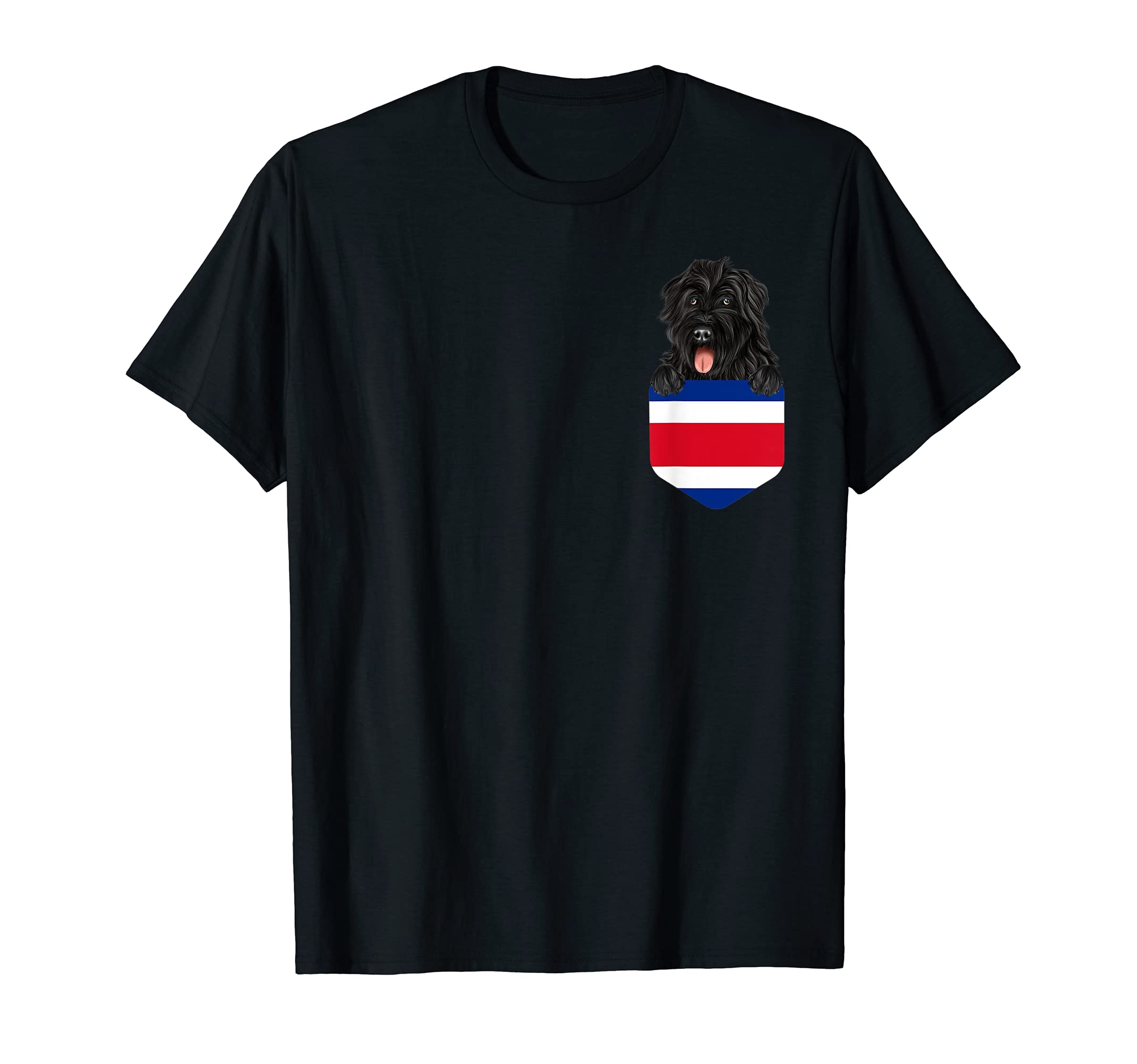 Costa Rica Flag Bouvier des Flandres Dog In Pocket T-Shirt