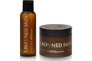 Crowned Skin Monarch Body Butter Cologne and Body Oil Cologne Bundle | New Moisturizing Formula | Skin Care Set with White Musk & Cedarwood Scent | Natural Shea & Mango Butters | All-Day Fragrance