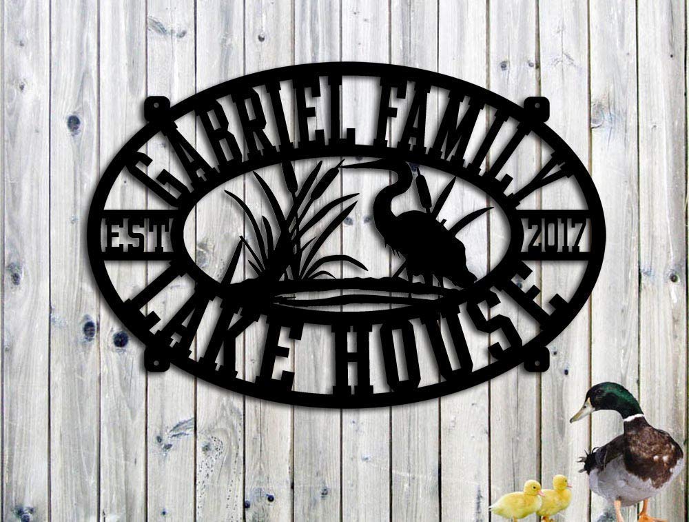 Amazon.com: Lake House Sign - Blue Heron - Personalized Custom Metal