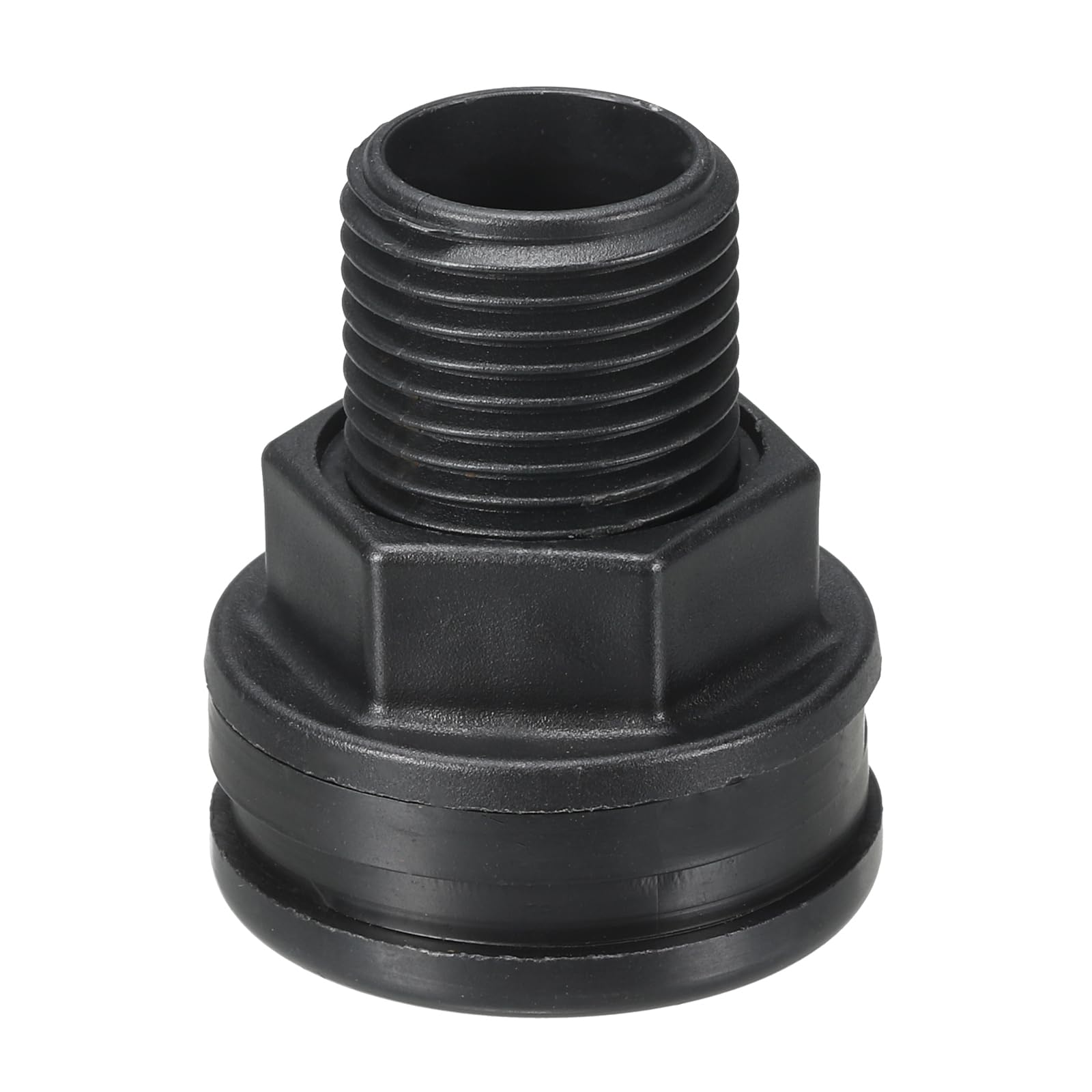 PATIKIL Polypropylene Bulkhead Fitting 1/2", Bulkhead Water Tank Connector with Silicone Seal Gasket Garden Hose Fitting for Rain Bucket, Sinks, Aquariums, Black