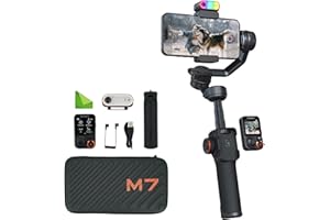 Hohem iSteady M7 Gimbal Stabilizer for iPhone,3-Axis Gimbal for Smartphone w/AI Tracking,Detachable Remote,Extendable Pole,Magnetic Light,Phone Stabilizer for Video Recording - Hohem M6 Kit Upgrade