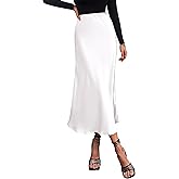 PRETTYGARDEN Women's Satin Skirts Dressy Casual 2026 Fall High Waisted Cocktail Wedding Flowy Elegant A Line Midi Skirt