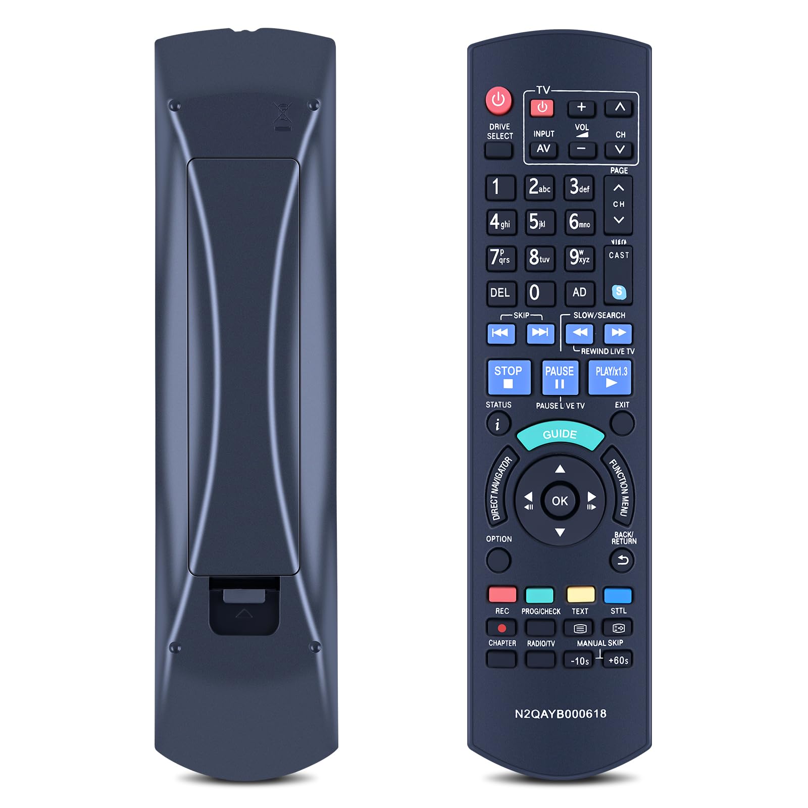 TCNOUMT New Replacement N2QAYB000618 Remote Control Applicable for Panasonic HDD Recorder IR6 DMR-HW100 DMR-HW100EBK DMRHW100EB-K DMR-HW200 N2QAYB000615