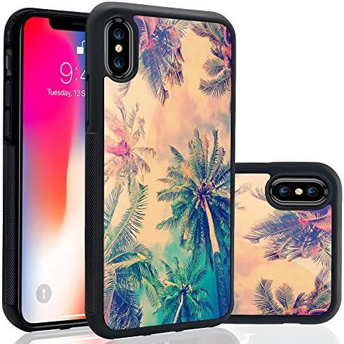 Ademen iPhone X 5.8 inch Case, Palm Tree Design Hard PC Soft Silicone Protective Durable Shockproof Case For iPhone X/iPhone 10