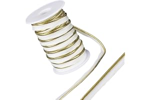 GORGECRAFT 22 Yards Gold Piping Trim with Metallic Lip Welting 0.47 Inch Wide Bias Tape Cord Edge Trim Ribbon for Sewing Clothing Pillows Lamps Draperies Home Decor Upholstery