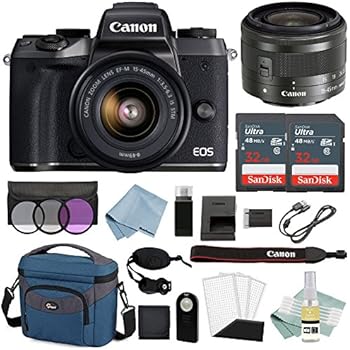Canon EOS M5 Digital Camera (Black) With EF-M 15–45mm f/3.5–6.3 IS STM Lens + Advanced Accessory Bundle - Includes EVERYTHING You Need To Get Started