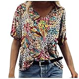 Colorful Tie Dye Tshirt for Womens V Neck Tops