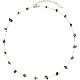 14K Gold Plated Dainty Choker Necklace, Handmade Crystal Beach Beads Necklace Chain Jewelry, Adjustable Gold Chain Delicate Fashion Choker Necklace Jewelry Gift for Women