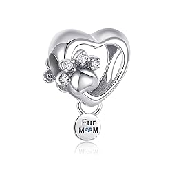 MGIUL Sparkling Animal Paw Print & Heart Charm for