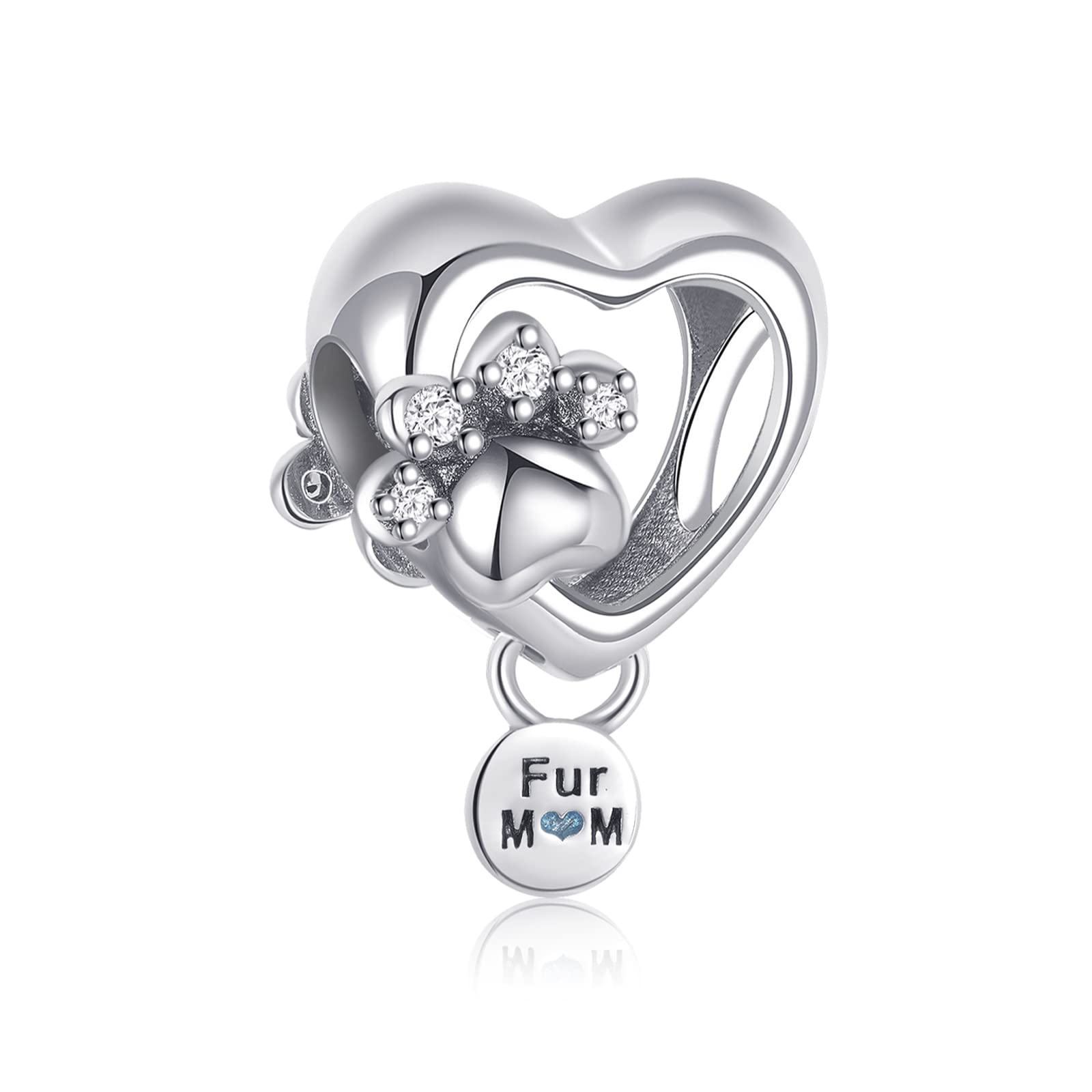 MGIUL Sparkling Animal Paw Print & Heart Charm for