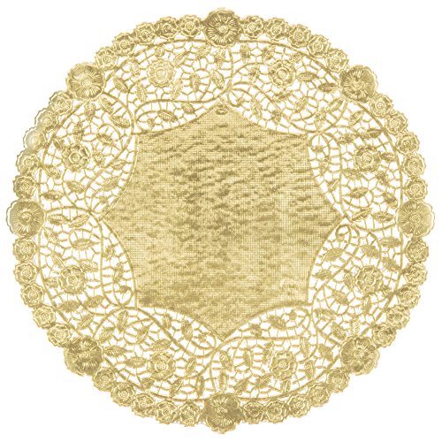 Black Cat Avenue Gold Foil Lace Doilies, 12 Inches, 50-Pack